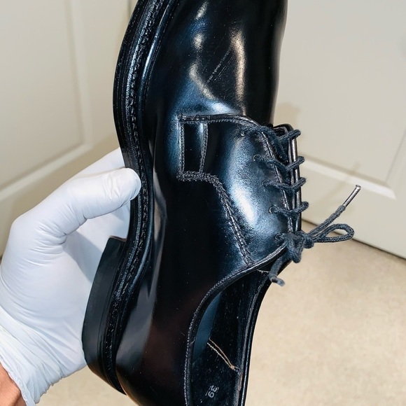 Diamanté Black Leather Derby Shoes. - Picture 11 of 15